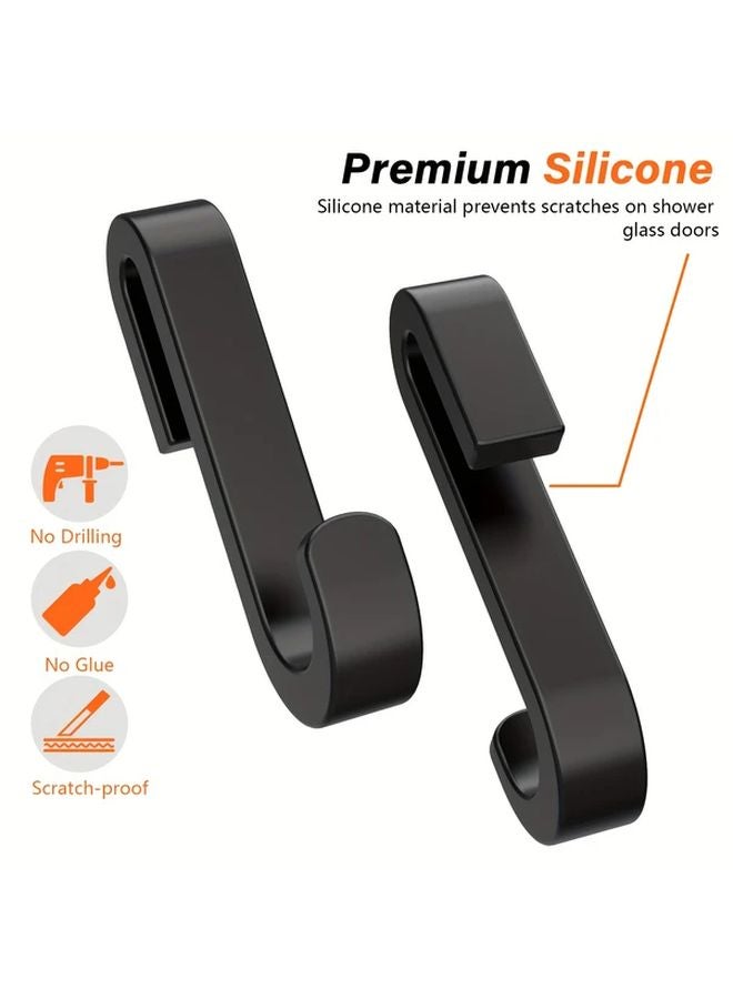2Pcs Black Heavy Duty Silicone Hooks Non Slip Space Saving No Drill Installation - Image 2